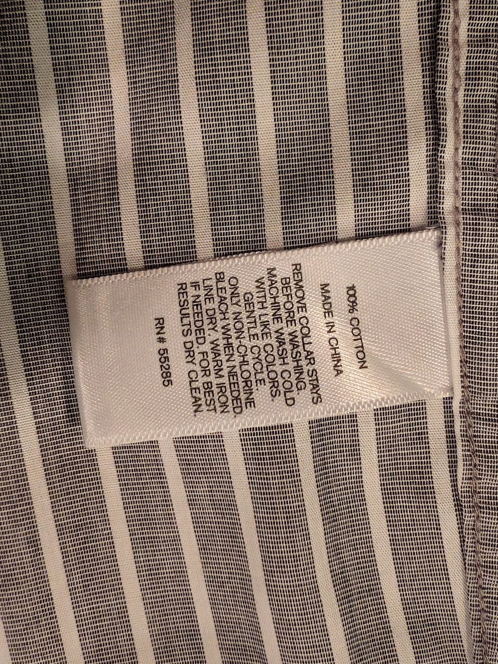 Express Modern Fit Men’s M 15-15.5 Gray White Striped Cotton Dress Shirt - Picture 5 of 6